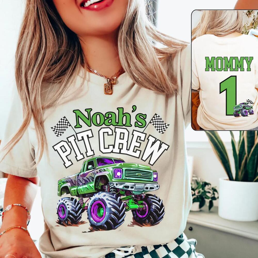 Monster Truck Birthday Shirt Pit Crew Family Matching Tee
